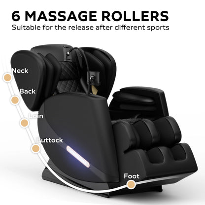 Massage Chair, Full Body Zero Gravity Massage Chair Electric Recliner Chair with Airbag Massage, Heat, Retractable Footstool, Bluetooth Audio Connection and Portable Stand, Black