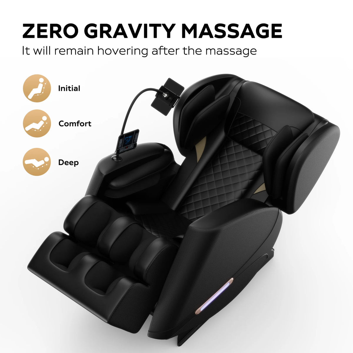 Massage Chair, Full Body Zero Gravity Massage Chair Electric Recliner Chair with Airbag Massage, Heat, Retractable Footstool, Bluetooth Audio Connection and Portable Stand, Black