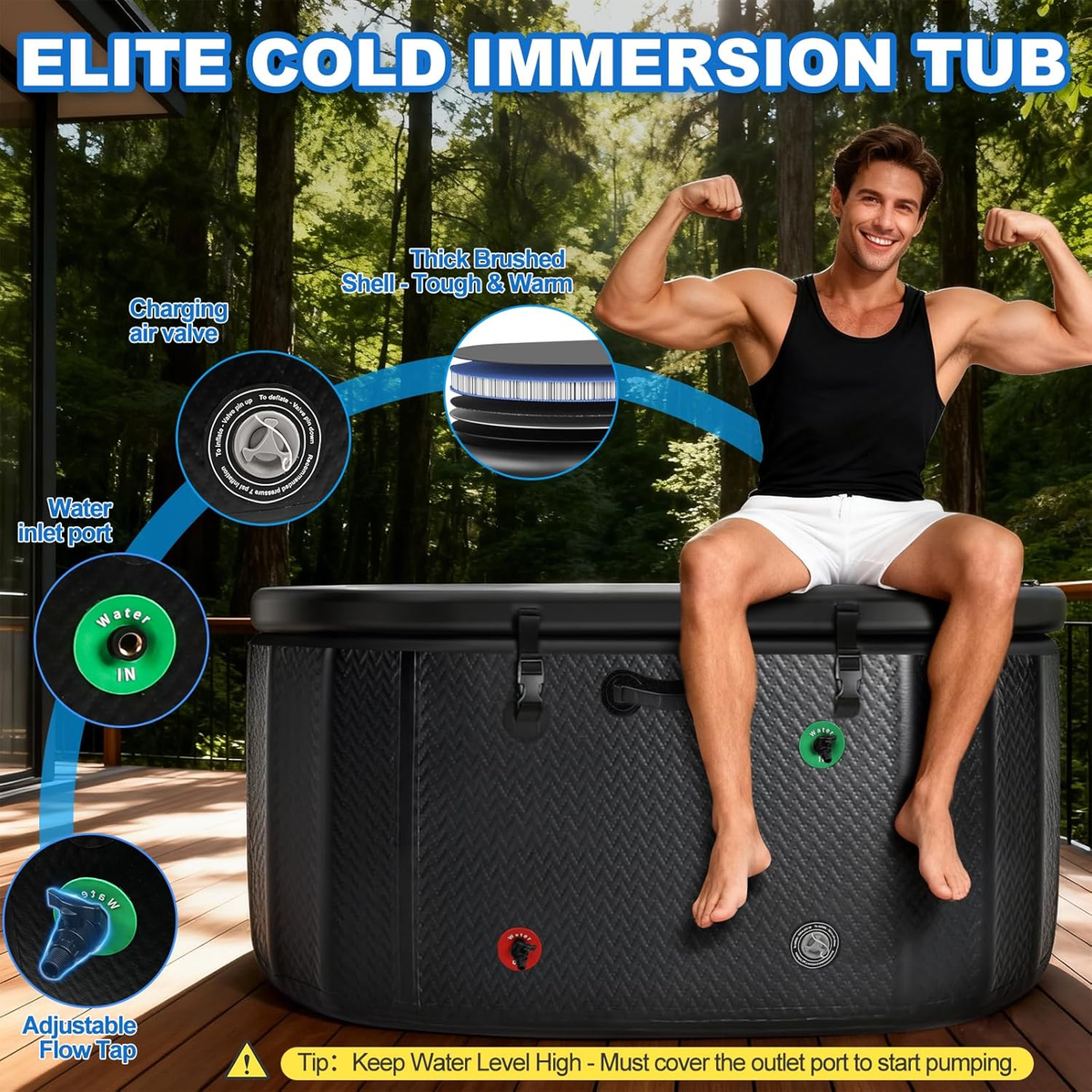 Drexo 248-Gallon Inflatable Cold Plunge Tub with Chiller