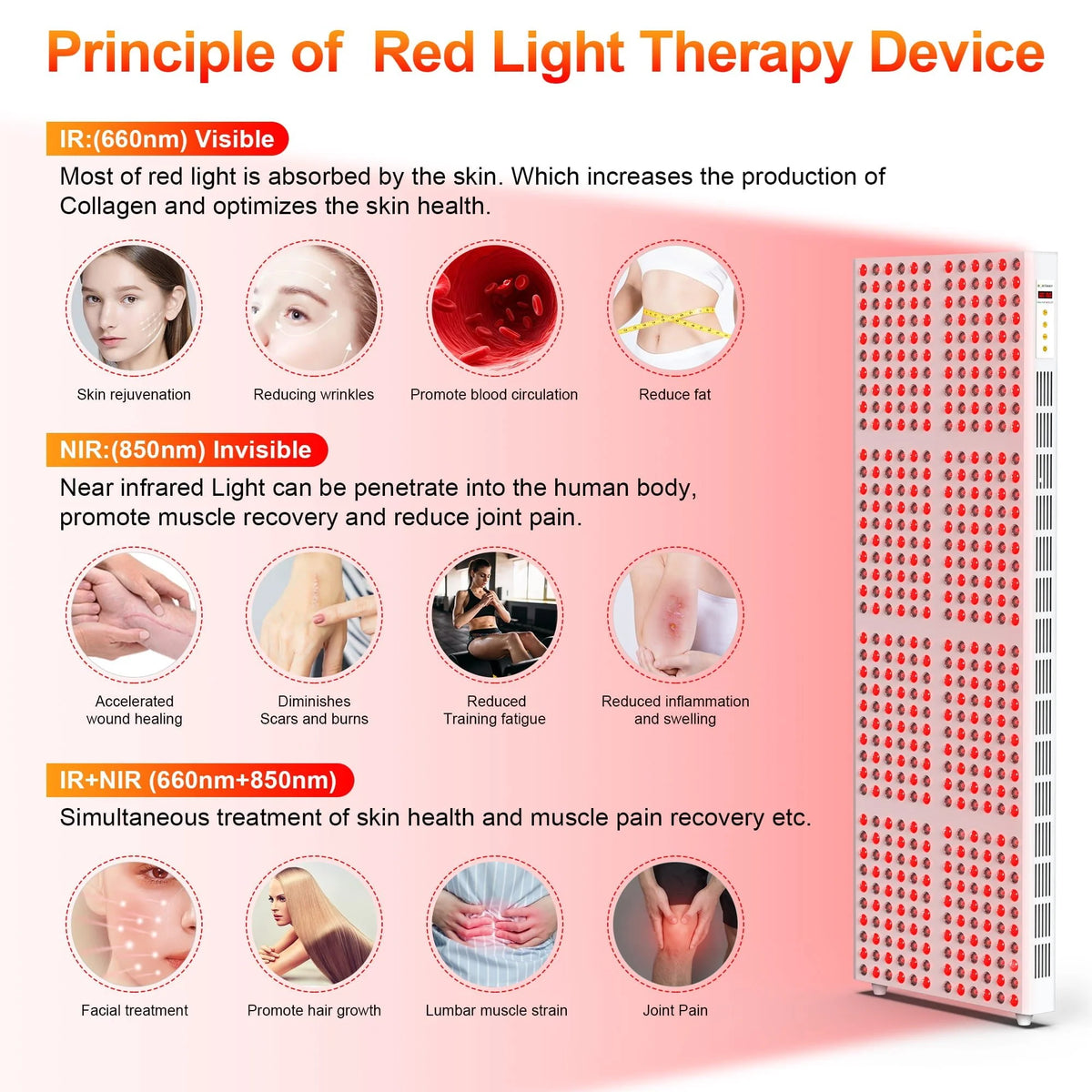 Red Light Therapy Device with Stand - Fixed-Angle Pro Series Professional Edition | Horizontal & Vertical Dual-Mode Stable Base — product view 10